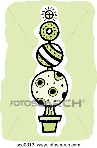 topiary christmas tree View Large Illustration Drawing - topiary christmas tree. Fotosearch