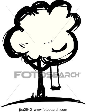 Clipart - tree with swing b&w. Fotosearch