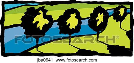 trees by the water View Large Illustration Clip Art - trees by the water. Fotosearch