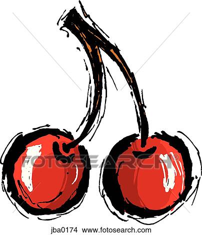 Stock Illustration - two cherries. Fotosearch