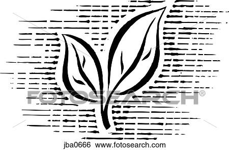 Stock Illustration - two leaves b&w. Fotosearch