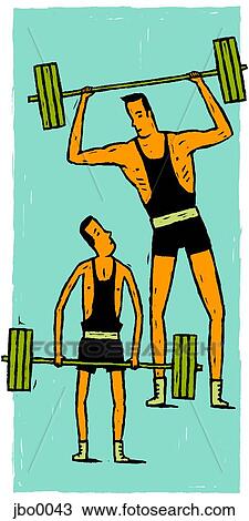 two men weightlifting View Large Illustration Drawing - two men weightlifting. Fotosearch
