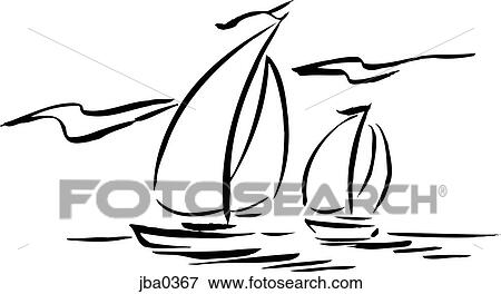 Stock Illustration - two sailboats b&w. Fotosearch
