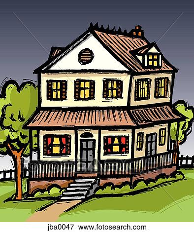 two story house View Large Illustration Stock Illustration - two story house. Fotosearch