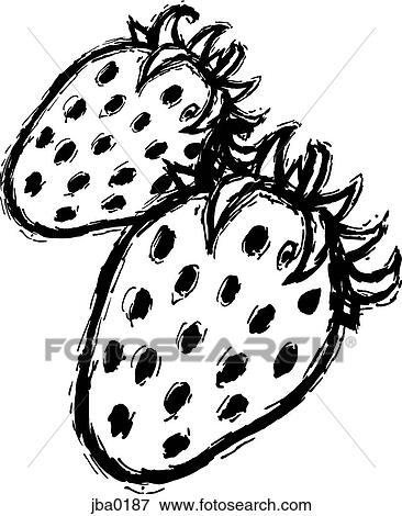 Stock Illustration - two strawberries b&w. Fotosearch