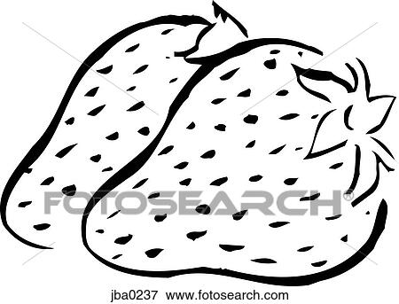Stock Illustration - two strawberries b&w. Fotosearch