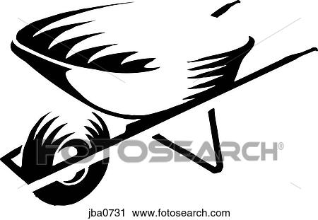 Clip Art - wheelbarrow b&w. Fotosearch
