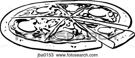 Whole Pizza B W Drawing Jba0153 Fotosearch