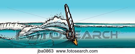 Drawing - windsurfing. Fotosearch