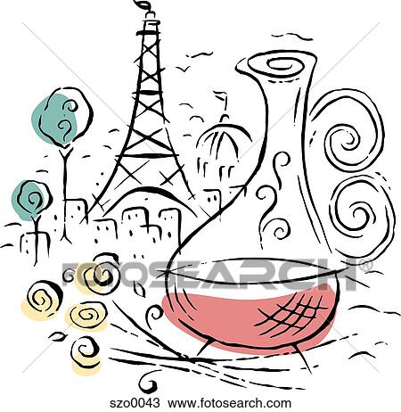 Drawing - Wine in Paris. Fotosearch