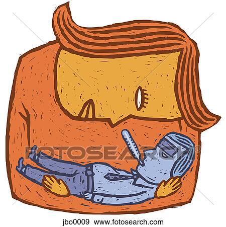 Stock Illustration - woman taking care of a sick man. Fotosearch