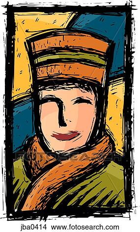 woman with hat View Large Illustration Stock Illustration - woman with hat. Fotosearch