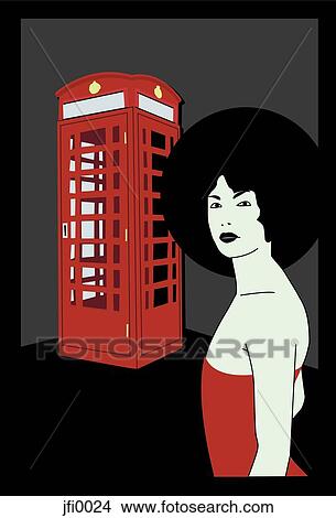 女の子 において A イギリス 電話ボックス イラスト Jfi0024 Fotosearch