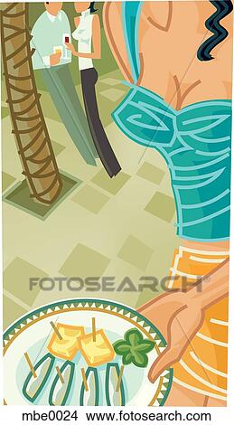 a woman serving hors'deurves View Large Illustration Stock Illustration - a woman serving hors'deurves. Fotosearch