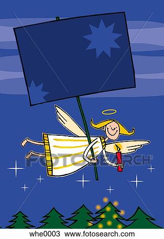 angel carrying a sign View Large Illustration Drawing - angel carrying a sign. Fotosearch