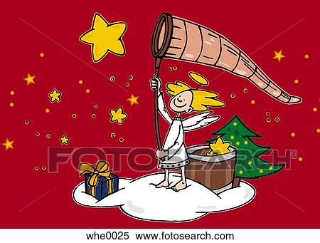 Stock Illustration - angel catching stars. Fotosearch