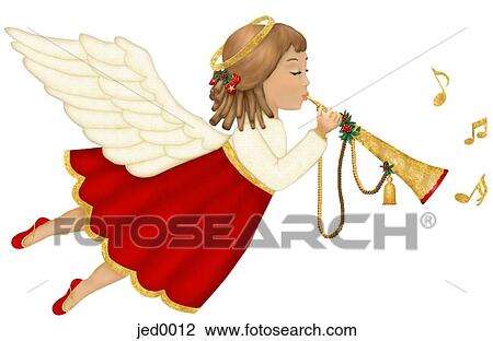 Drawing - angel playing music. Fotosearch
