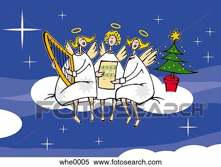 angels singing on a cloud View Large Illustration Stock Illustration - angels singing on a cloud. Fotosearch