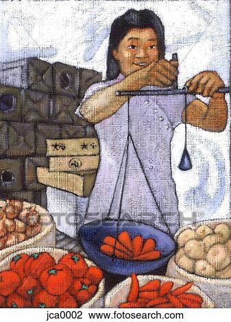 Drawing - asian cooking. Fotosearch