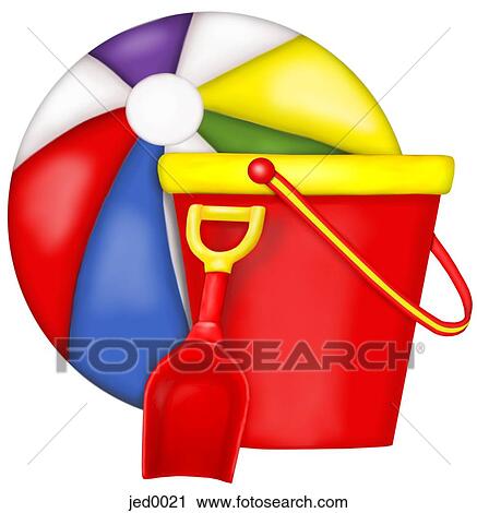 beach ball and bucket View Large Illustration Clip Art - beach ball and bucket. Fotosearch