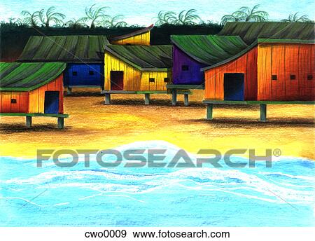 beach hut in thailand View Large Illustration Stock Illustration - beach hut in thailand. Fotosearch
