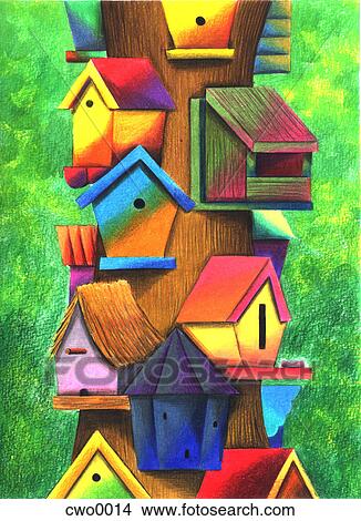 birdhouses View Large Illustration Stock Illustration - birdhouses. Fotosearch