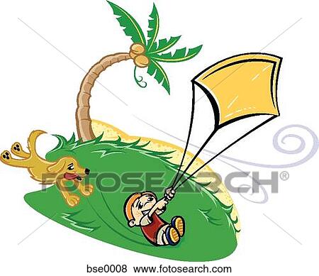 boy flying a kite with the dog View Large Illustration Stock Illustration - boy flying a kite with the dog. Fotosearch
