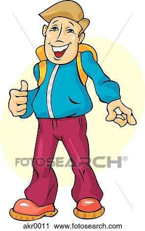 Clip Art - boy wearing backpack. Fotosearch