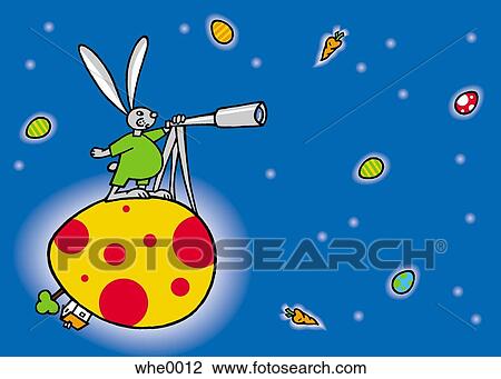 bunny looking through a telescope View Large Illustration Drawing - bunny looking through a telescope. Fotosearch