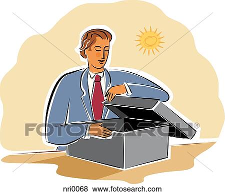 businessman opening a box View Large Illustration Stock Illustration - businessman opening a box. Fotosearch