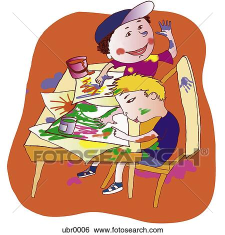 children finger painting View Large Illustration Stock Illustration - children finger painting. Fotosearch