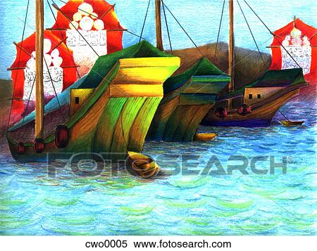 chinese junks View Large Illustration Stock Illustration - chinese junks. Fotosearch