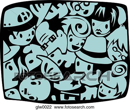 collage of people View Large Illustration Drawing - collage of people. Fotosearch