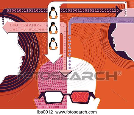 computer coder View Large Illustration Drawing - computer coder. Fotosearch