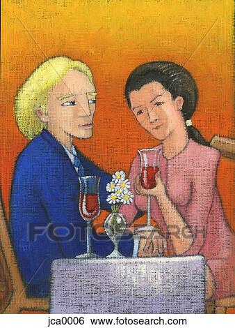couple having wine at a fancy restaurant View Large Illustration Stock Illustration - couple having wine at a fancy restaurant. Fotosearch