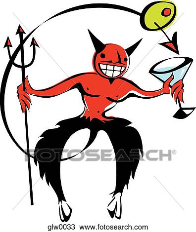 devil with a martini View Large Illustration Drawing - devil with a martini. Fotosearch