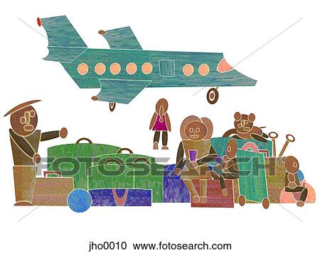 Clipart - family at the airport. Fotosearch