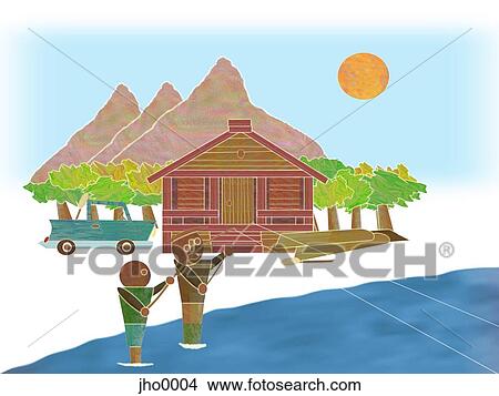 father and son fishing View Large Illustration Stock Illustration - father and son fishing. Fotosearch