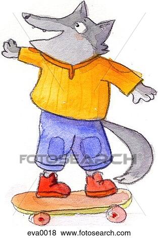 fox on a skateboard View Large Illustration Stock Illustration - fox on a skateboard. Fotosearch