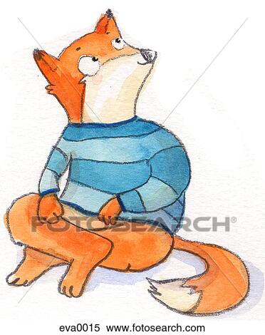 Stock Illustration - fox sitting on the floor. Fotosearch