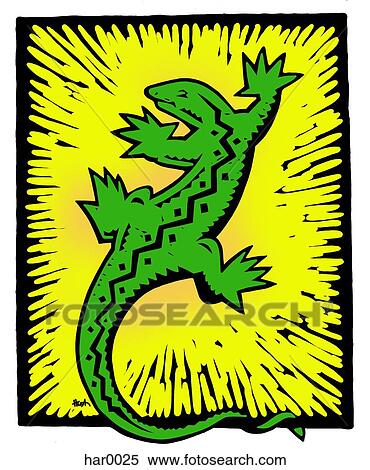 gecko against yellow background View Large Illustration Stock Illustration - gecko against yellow background. Fotosearch