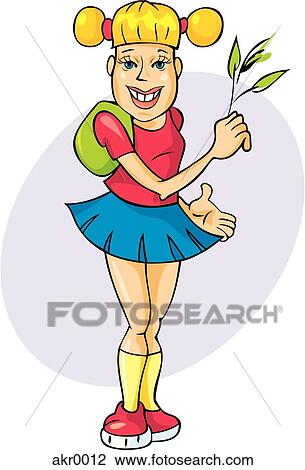 Drawing - girl in miniskirt. Fotosearch