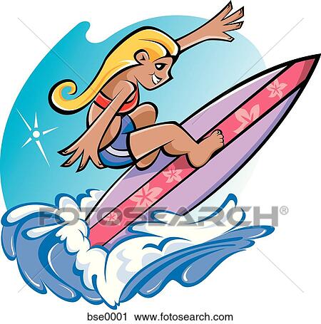 Clip Art - girl surfing. Fotosearch