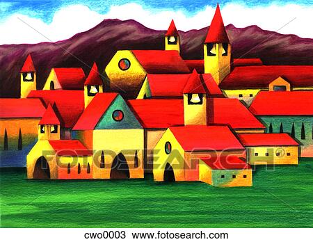 group of churches View Large Illustration Drawing - group of churches. Fotosearch