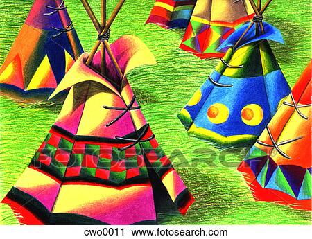 group of tepees View Large Illustration Clip Art - group of tepees. Fotosearch