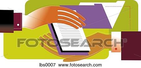 Stock Illustration - handing over files. Fotosearch