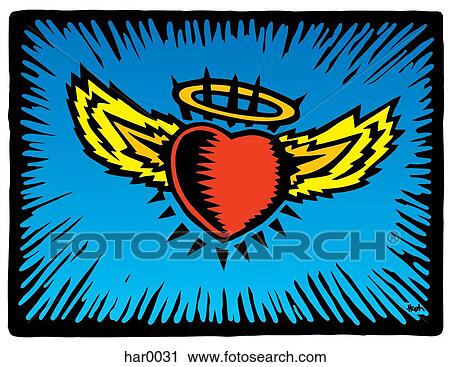 heart with halo and wings View Large Illustration Clip Art - heart with halo and wings. Fotosearch