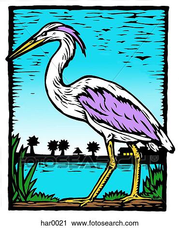 heron View Large Illustration Clip Art - heron. Fotosearch