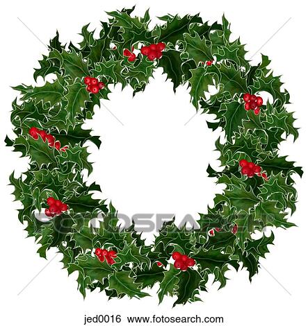 holly wreath View Large Illustration Stock Illustration - holly wreath. Fotosearch
