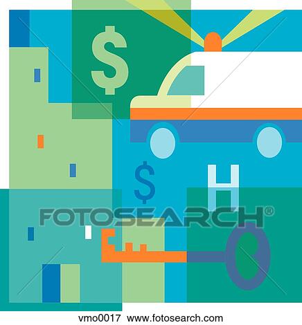 Hospital, ambulance, key View Large Illustration Stock Illustration - Hospital, ambulance, key. Fotosearch